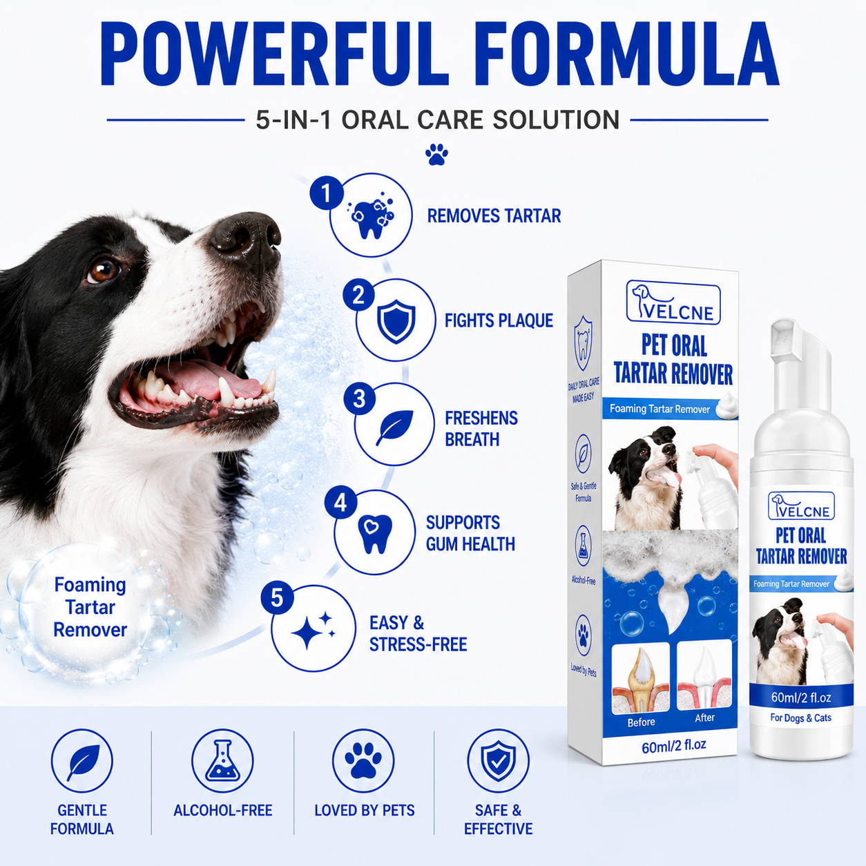 VELCNE™ Pet Dental Tartar Care Spray for Dogs & Cats