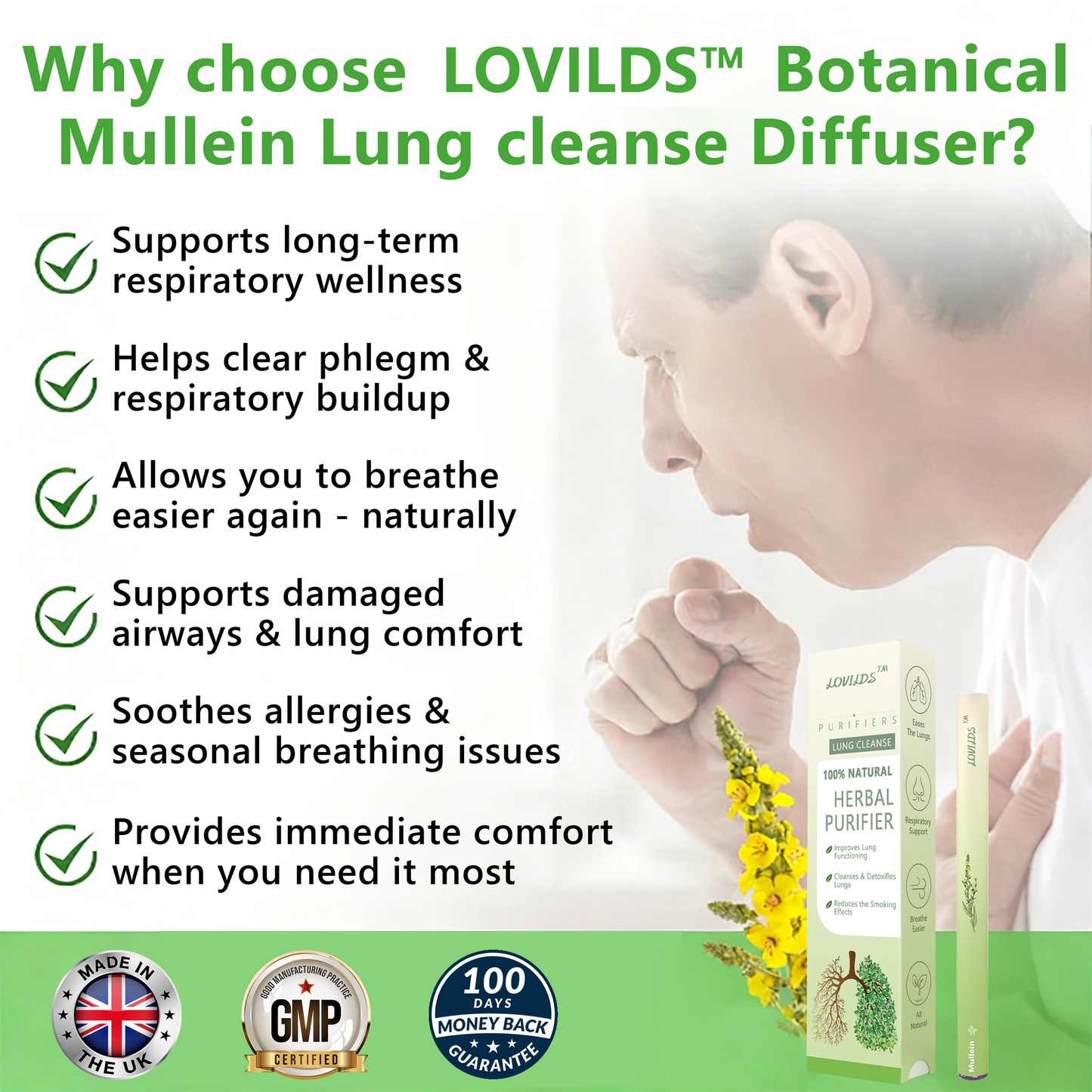 Made and Shipped from UK🚀 LOVILDS™ 𝐁𝐨𝐭𝐚𝐧𝐢𝐜𝐚𝐥 𝐌𝐮𝐥𝐥𝐞𝐢𝐧 𝐋𝐮𝐧𝐠 𝐂𝐥𝐞𝐚𝐧𝐬𝐞 𝐃𝐢𝐟𝐟𝐮𝐬𝐞𝐫(🫁Cough, Pharyngitis, shortness of breath, sputum, stuffy nose, bronchitis, bronchitis, allergy symptoms, lung discomfort)