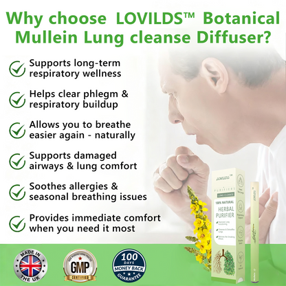 Made and Shipped from UK🚀 LOVILDS™ 𝐁𝐨𝐭𝐚𝐧𝐢𝐜𝐚𝐥 𝐌𝐮𝐥𝐥𝐞𝐢𝐧 𝐋𝐮𝐧𝐠 𝐂𝐥𝐞𝐚𝐧𝐬𝐞 𝐃𝐢𝐟𝐟𝐮𝐬𝐞𝐫(🫁Cough, Pharyngitis, shortness of breath, sputum, stuffy nose, bronchitis, bronchitis, allergy symptoms, lung discomfort)
