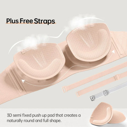 💞Womens Strapless Bras Push Up Bandeau Bra Non Slip Wireless Supportive Padded Bras