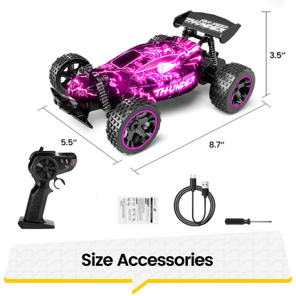RC Cars Remote Control Car for Boys and Girls, 1:18 Scale RC Car with LED Lights, 2.4GHz 2WD All-Terrain RC Truck, 50-Min Play