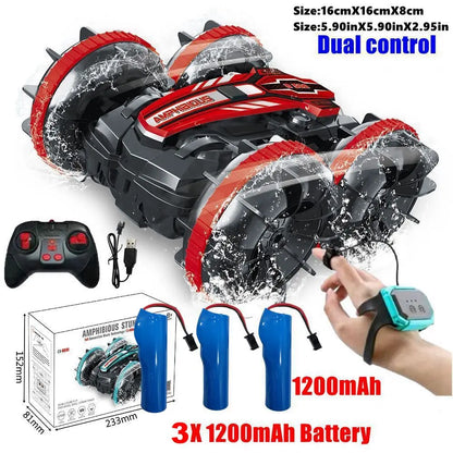 Amphibious RC Car Remote Control Stunt Car Vehicle Double-sided Flip Radio 4WD Drift Off Road Outdoor Toys for Boy Children Gift