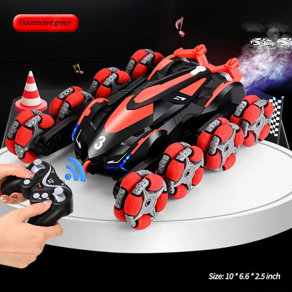 Children's charging remote control car toy boy induction climbing car eight-wheel spray swing arm stunt deformation car