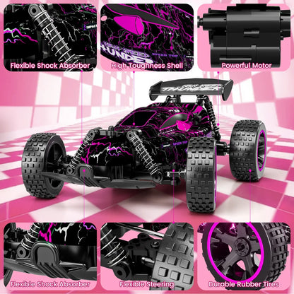 RC Cars Remote Control Car for Boys and Girls, 1:18 Scale RC Car with LED Lights, 2.4GHz 2WD All-Terrain RC Truck, 50-Min Play