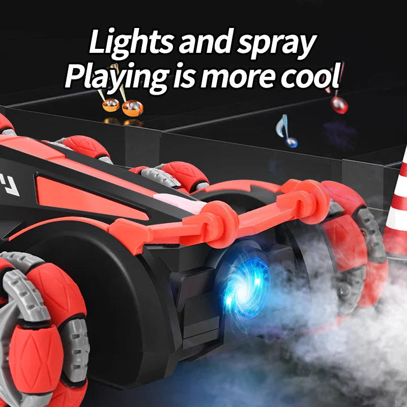 Children's charging remote control car toy boy induction climbing car eight-wheel spray swing arm stunt deformation car