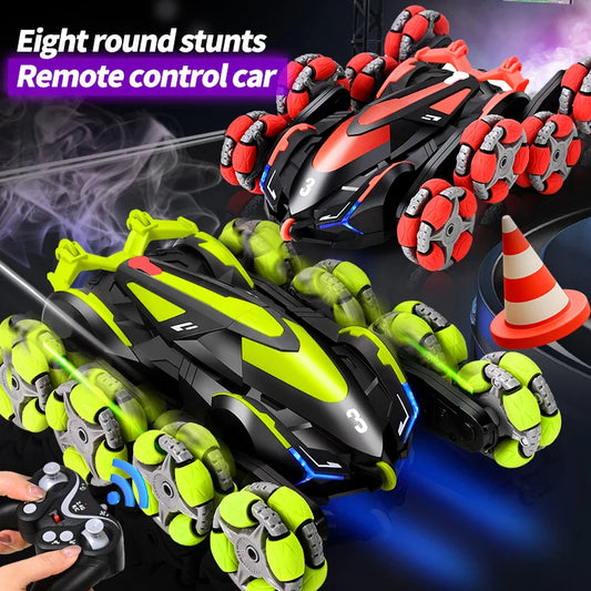 Children's charging remote control car toy boy induction climbing car eight-wheel spray swing arm stunt deformation car