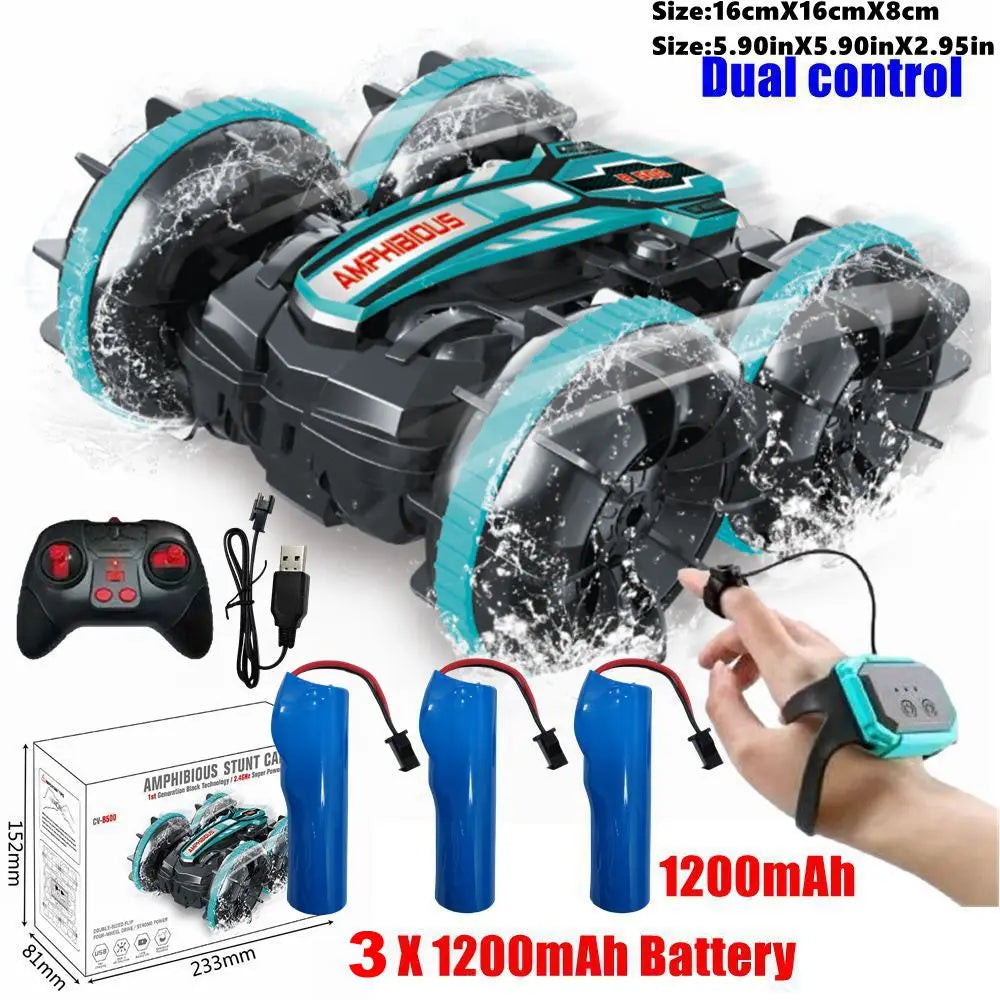 Amphibious RC Car Remote Control Stunt Car Vehicle Double-sided Flip Radio 4WD Drift Off Road Outdoor Toys for Boy Children Gift