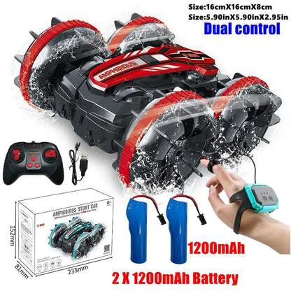 Amphibious RC Car Remote Control Stunt Car Vehicle Double-sided Flip Radio 4WD Drift Off Road Outdoor Toys for Boy Children Gift