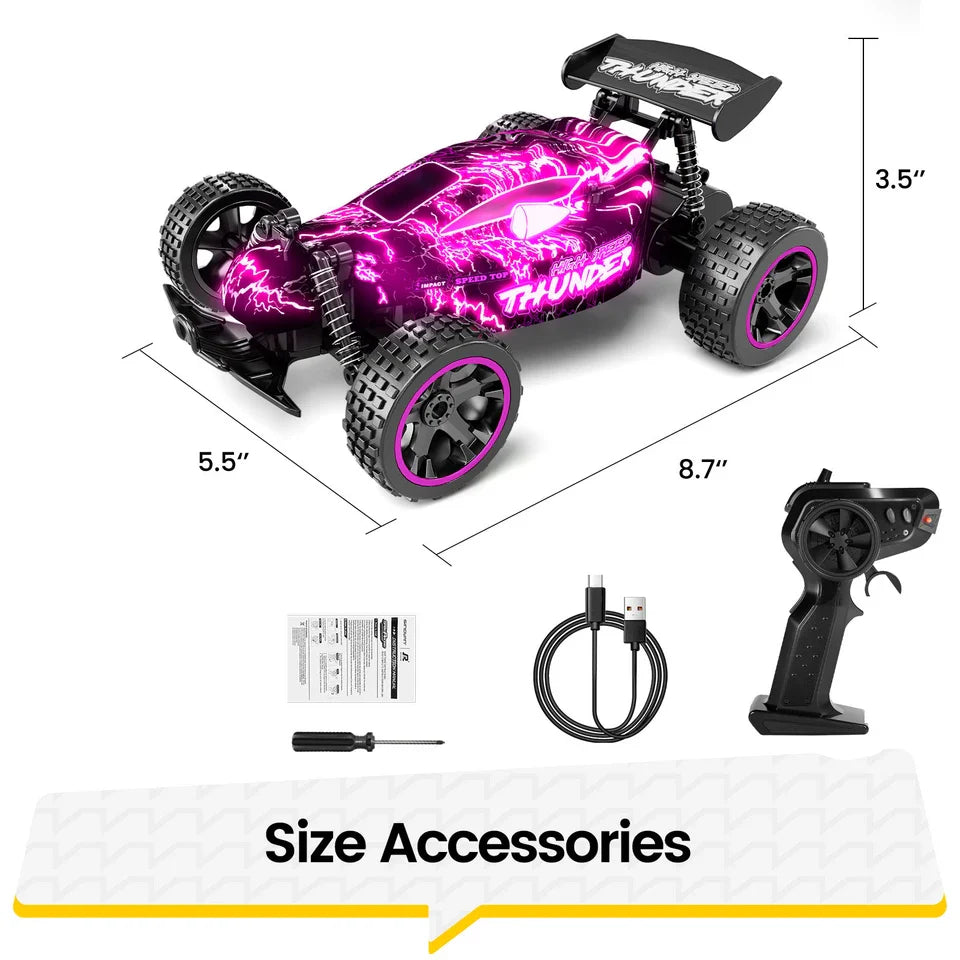 RC Cars Remote Control Car for Boys and Girls, 1:18 Scale RC Car with LED Lights, 2.4GHz 2WD All-Terrain RC Truck, 50-Min Play