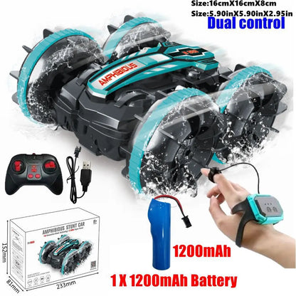 Amphibious RC Car Remote Control Stunt Car Vehicle Double-sided Flip Radio 4WD Drift Off Road Outdoor Toys for Boy Children Gift