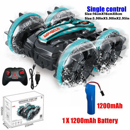 Amphibious RC Car Remote Control Stunt Car Vehicle Double-sided Flip Radio 4WD Drift Off Road Outdoor Toys for Boy Children Gift
