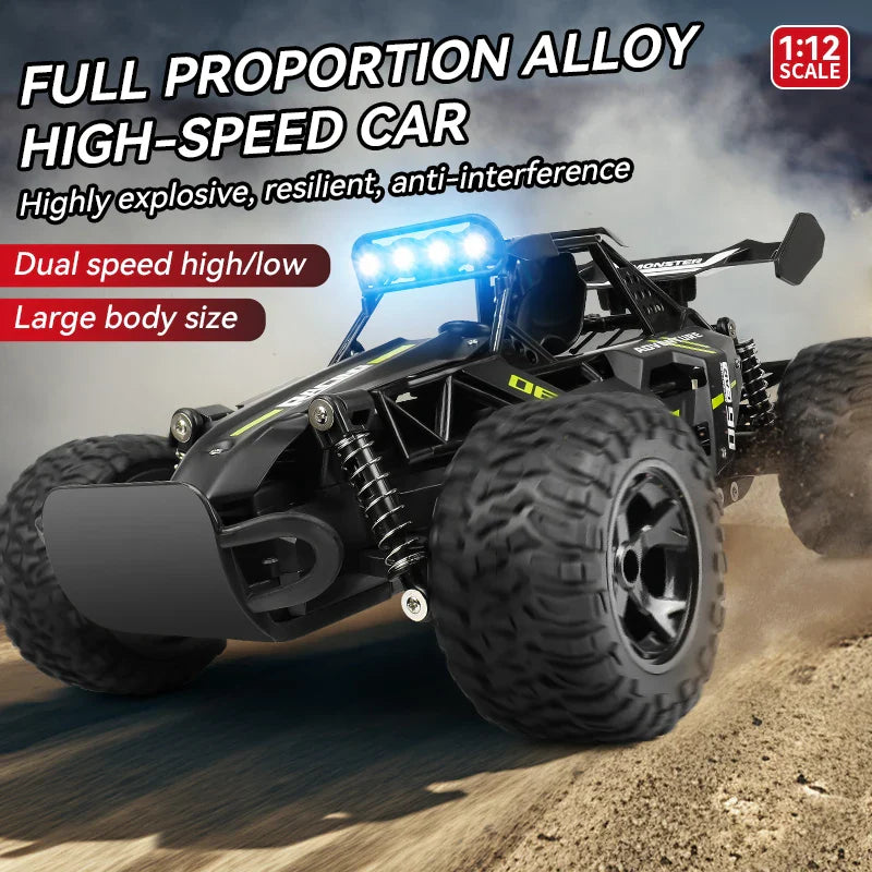 2WD 1:12 RC Car 2.4G LED lights in four colors Alloy High-Speed Car Off-road Remotes Controls Climbing Vehicle Outdoors Cars Toy