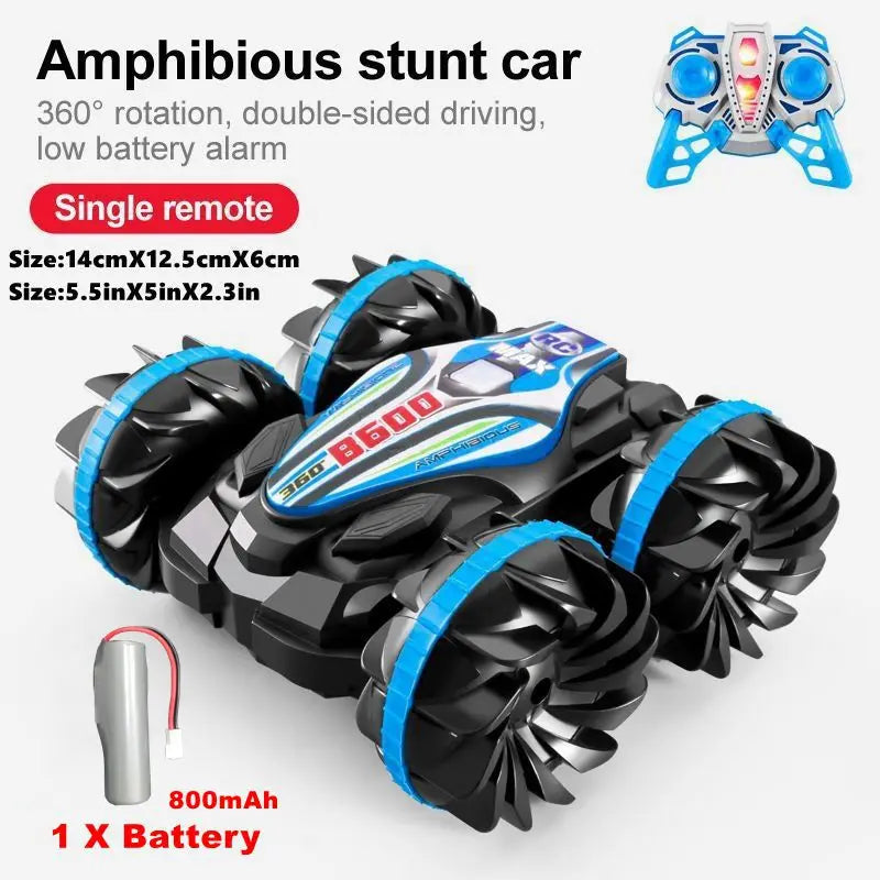 Amphibious RC Car Remote Control Stunt Car Vehicle Double-sided Flip Radio 4WD Drift Off Road Outdoor Toys for Boy Children Gift