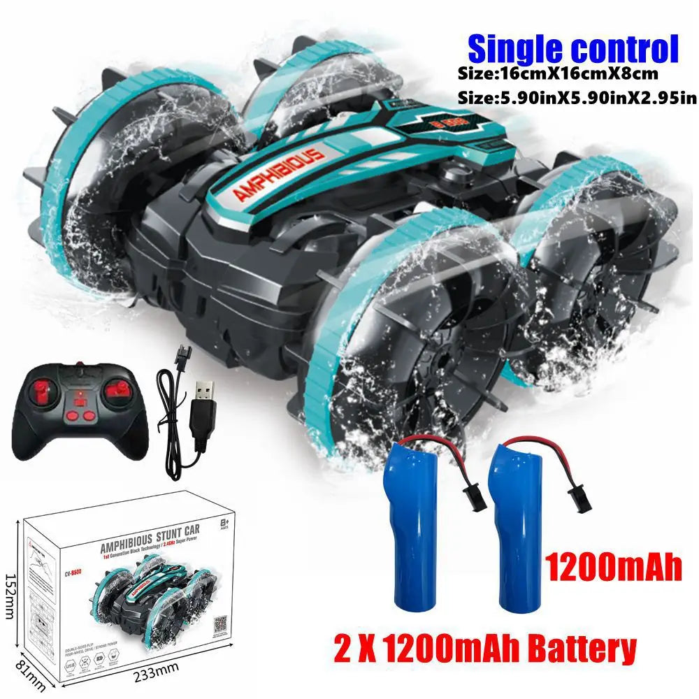 Amphibious RC Car Remote Control Stunt Car Vehicle Double-sided Flip Radio 4WD Drift Off Road Outdoor Toys for Boy Children Gift