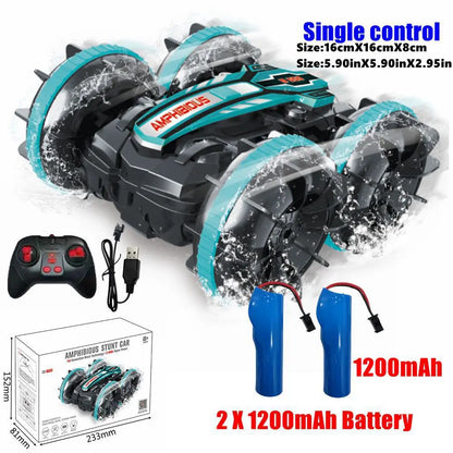 Amphibious RC Car Remote Control Stunt Car Vehicle Double-sided Flip Radio 4WD Drift Off Road Outdoor Toys for Boy Children Gift