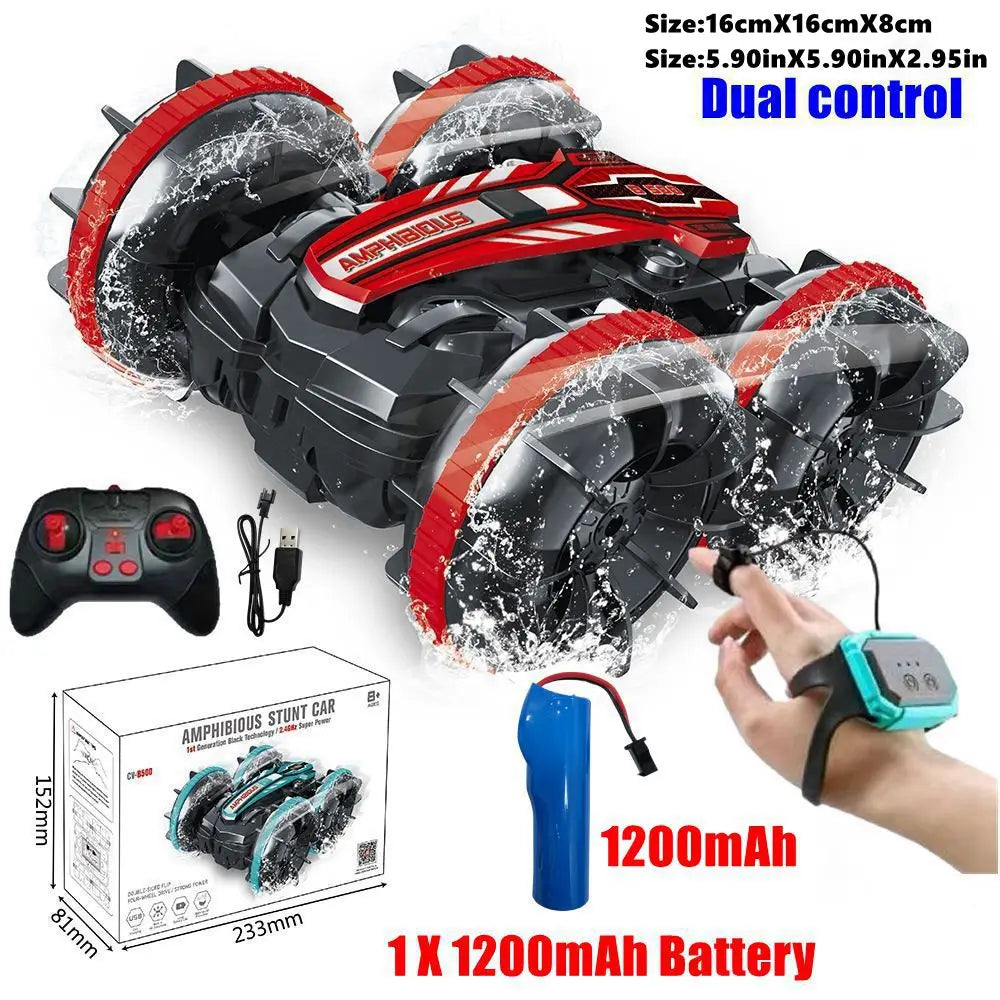 Amphibious RC Car Remote Control Stunt Car Vehicle Double-sided Flip Radio 4WD Drift Off Road Outdoor Toys for Boy Children Gift