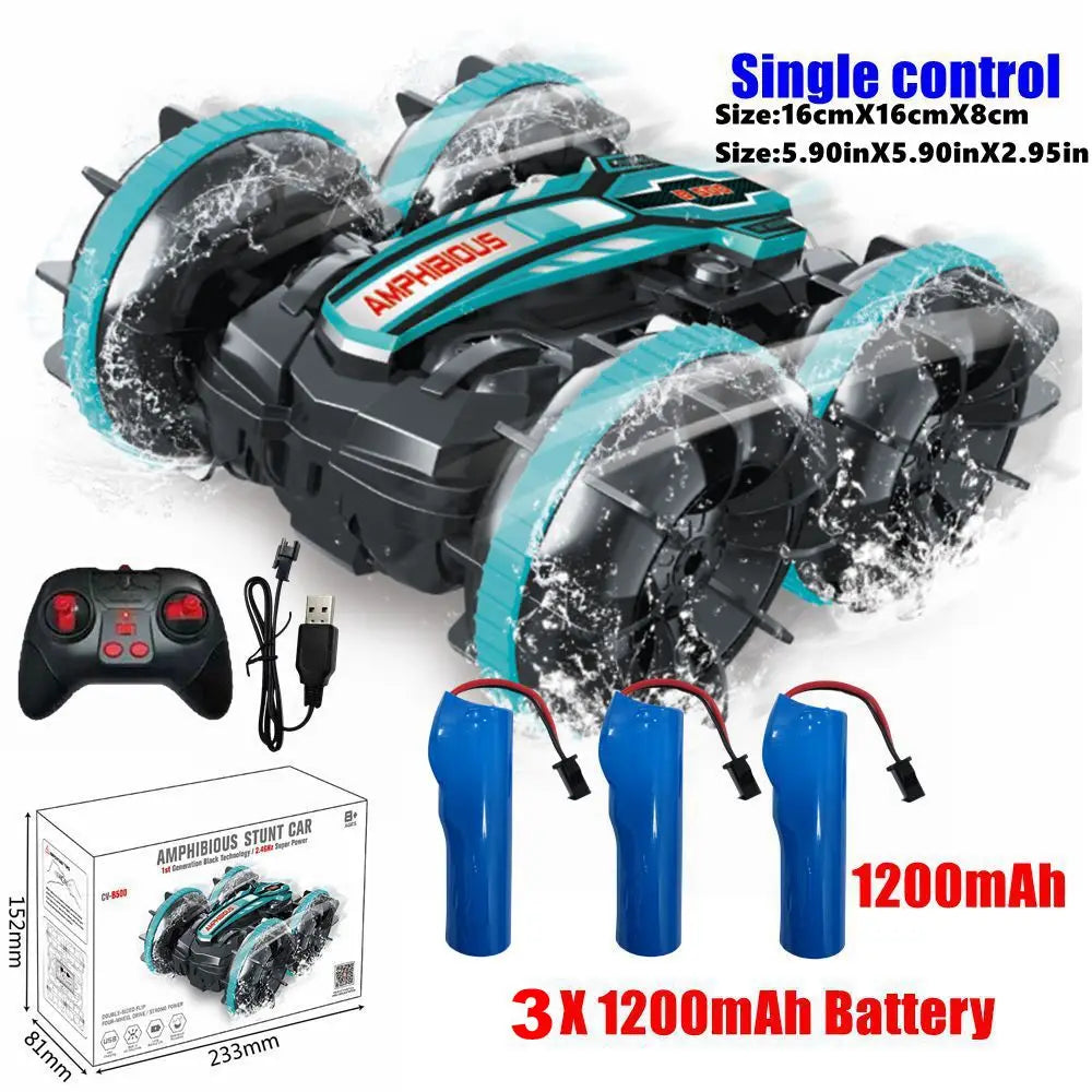 Amphibious RC Car Remote Control Stunt Car Vehicle Double-sided Flip Radio 4WD Drift Off Road Outdoor Toys for Boy Children Gift