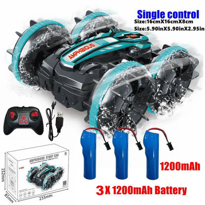 Amphibious RC Car Remote Control Stunt Car Vehicle Double-sided Flip Radio 4WD Drift Off Road Outdoor Toys for Boy Children Gift