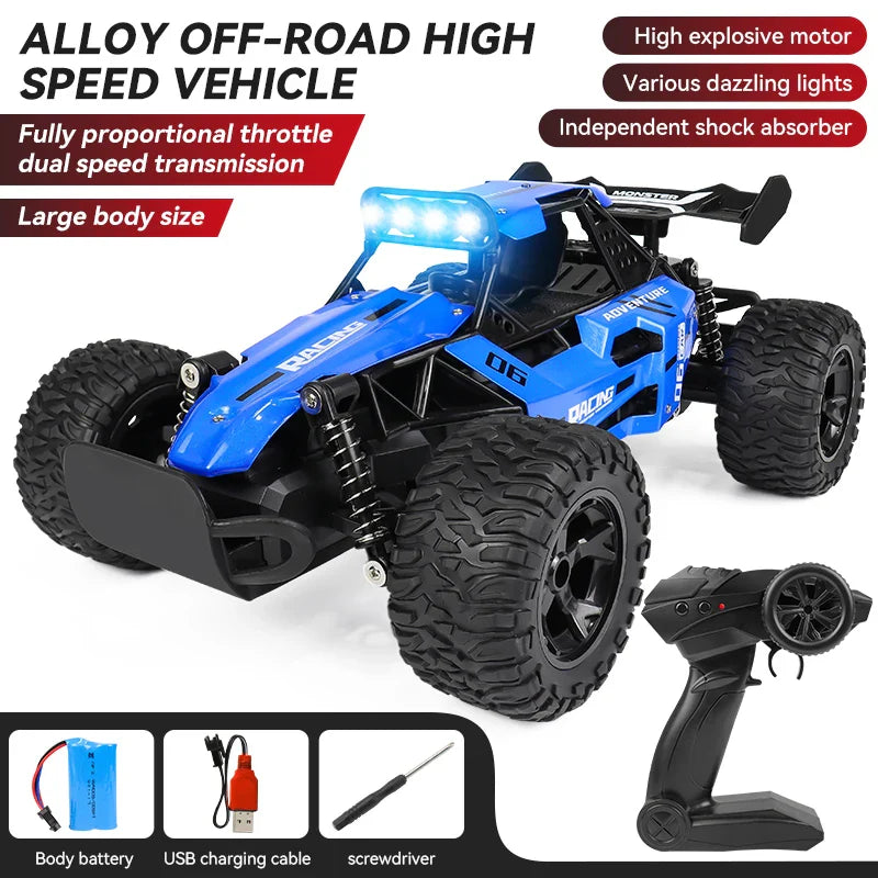 2WD 1:12 RC Car 2.4G LED lights in four colors Alloy High-Speed Car Off-road Remotes Controls Climbing Vehicle Outdoors Cars Toy