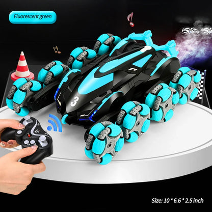 Children's charging remote control car toy boy induction climbing car eight-wheel spray swing arm stunt deformation car